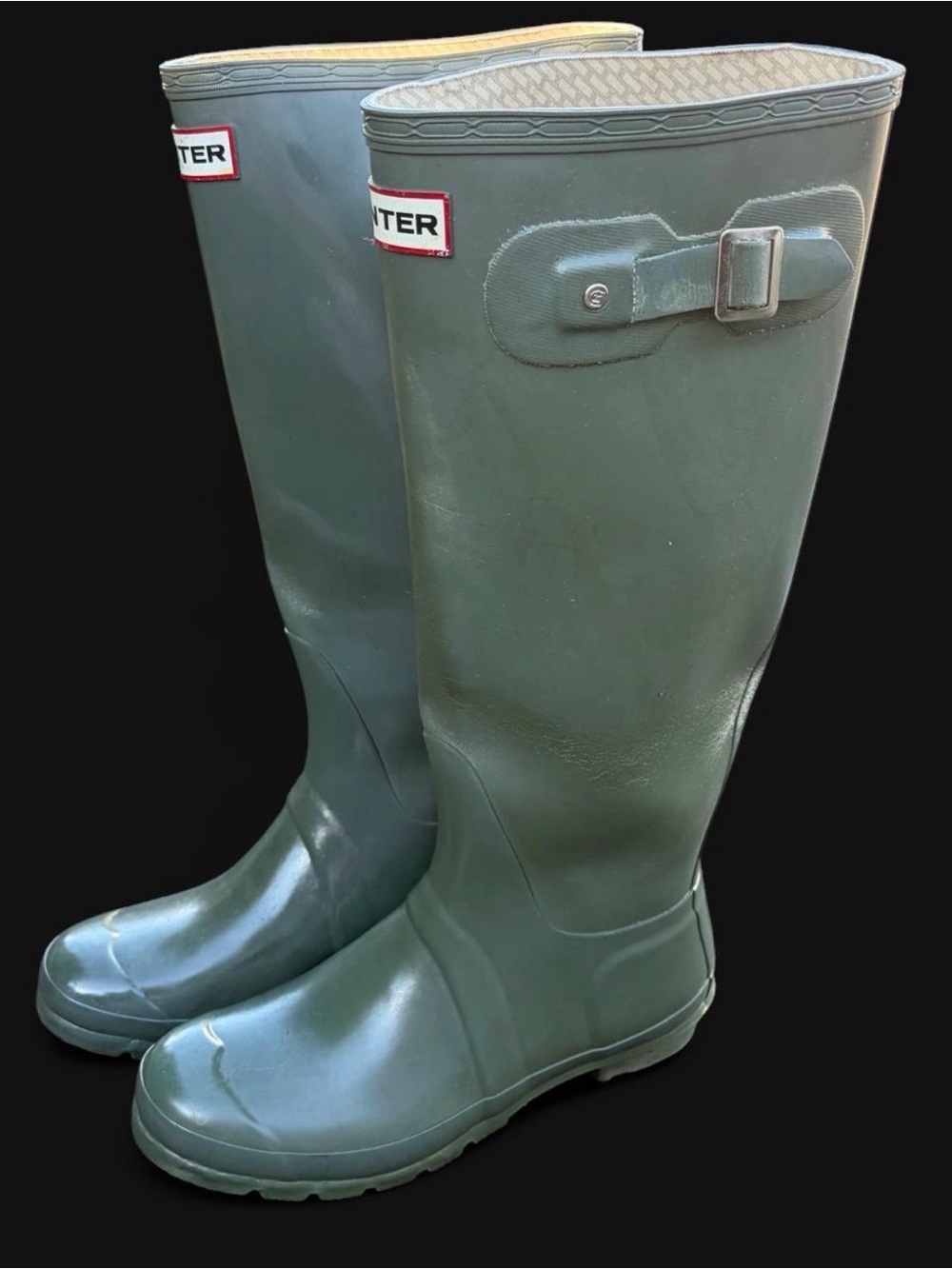 Hunter Women's Tall Rain Boots in Green - Picture 2 of 5